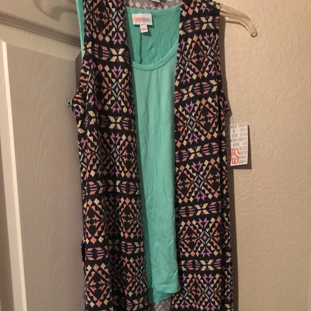 Lularoe Xs Joy & Xxs aqua tank top outfit NWT